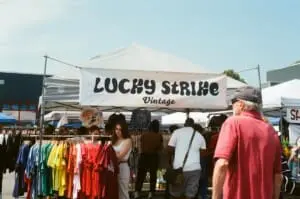 Vintage clothing booth at The Lucky Flea