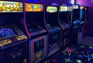 Classic Pac-Man arcade cabinet at Arcade 80s