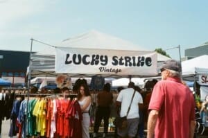 Vintage clothing booth at The Lucky Flea