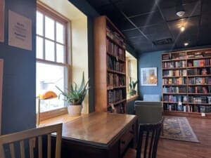 Bookshelves inside The Siren and the Sea Bookshelves inside The Siren and the Sea