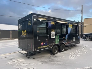 Food trailer ordering window Gotham Halal Food trailer ordering window Gotham Halal
