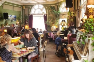 Stylish dining room inside The Vault Cafe & Cabaret
