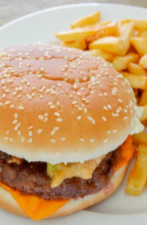 Classic cheeseburger and fries at Schaller's