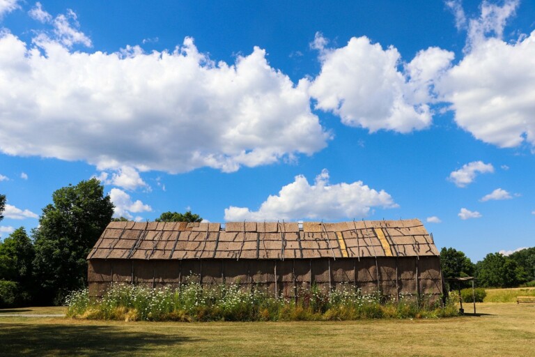 Reconstructed Seneca Bark Longhouse at Ganondagan state historic site