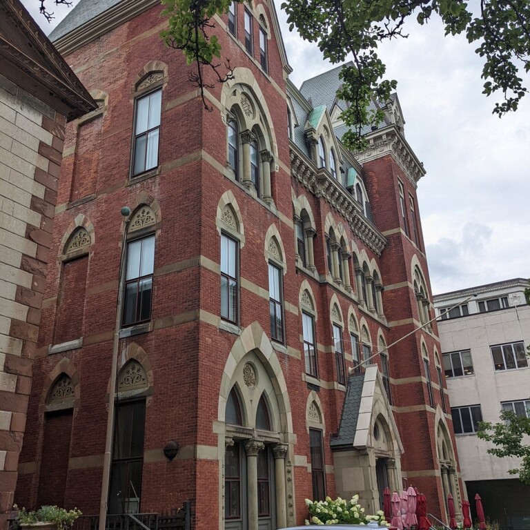 Founders Café exterior in the historic Academy Building