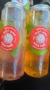 Colorful fresh juice drinks at Juice Time