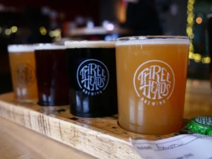 Craft beer flight at Three Heads Brewing