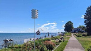 Narrow paved Rochester's Hidden Sidewalk along Lake Ontario Narrow paved Rochester's Hidden Sidewalk along Lake Ontario